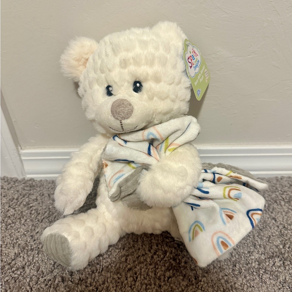 Soft Plush Teddy Bear with Rainbow Accents